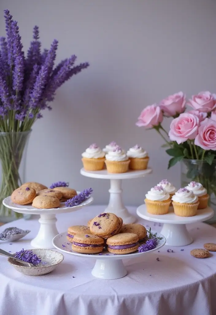 30 Purple Bridal Shower Ideas for a Lovely Lavender Look - 17. Lavender Themed Dessert Table