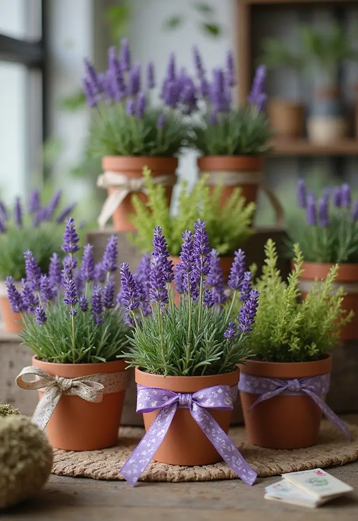 30 Purple Bridal Shower Ideas for a Lovely Lavender Look - 25. Mini Lavender Gardens