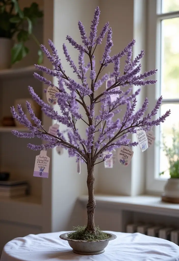 30 Purple Bridal Shower Ideas for a Lovely Lavender Look - 27. Lavender Wish Tree