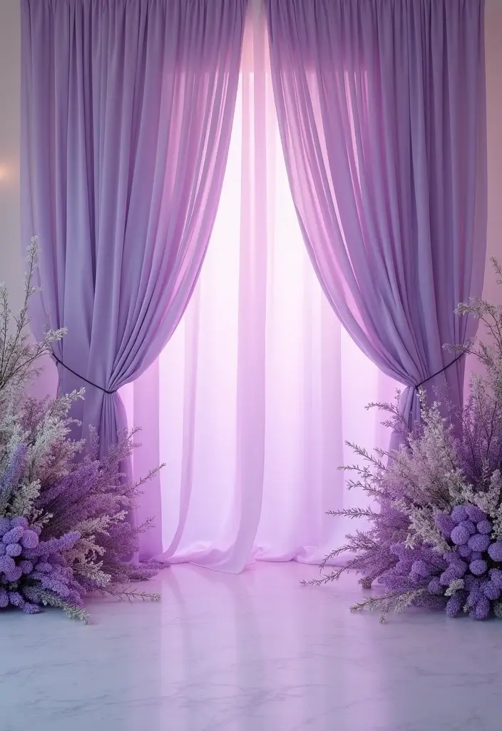 30 Purple Bridal Shower Ideas for a Lovely Lavender Look - 28. Lavender-Themed Backdrops