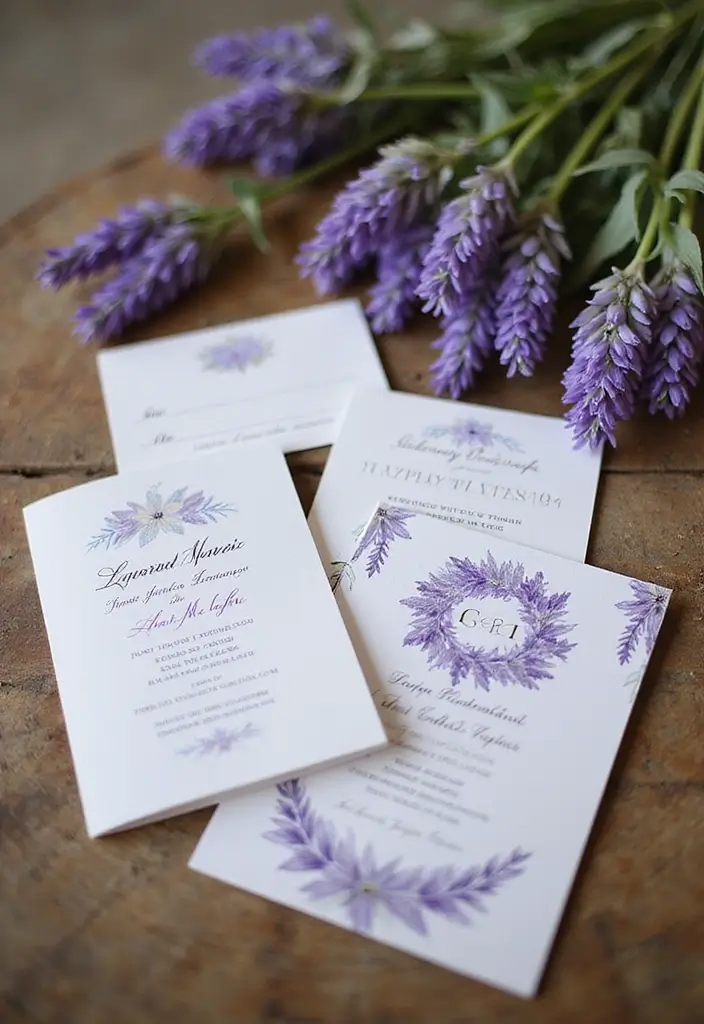 30 Purple Bridal Shower Ideas for a Lovely Lavender Look - 8. Lavender-Themed Invitations