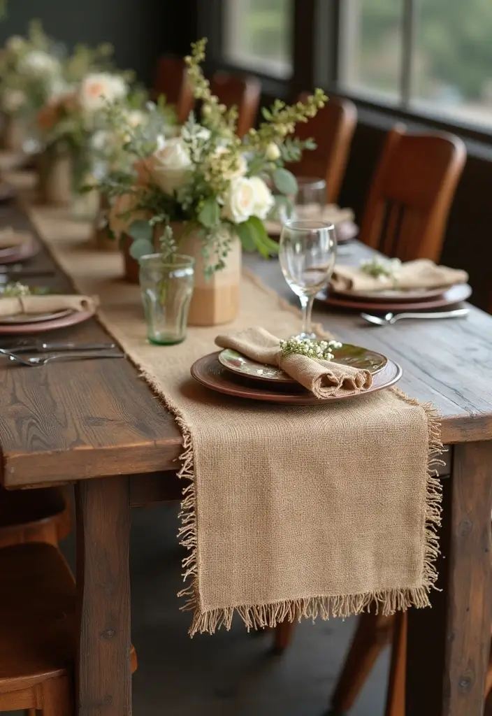 30 Rustic Bridal Shower Ideas for a Cozy Country Vibe 161 30 Rustic Bridal Shower Ideas for a Cozy Country Vibe - 27. Burlap Table Runners
