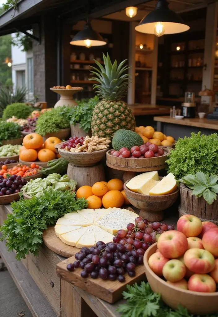 30 Rustic Bridal Shower Ideas for a Cozy Country Vibe 22 30 Rustic Bridal Shower Ideas for a Cozy Country Vibe - 4. Farm-Fresh Food Stations