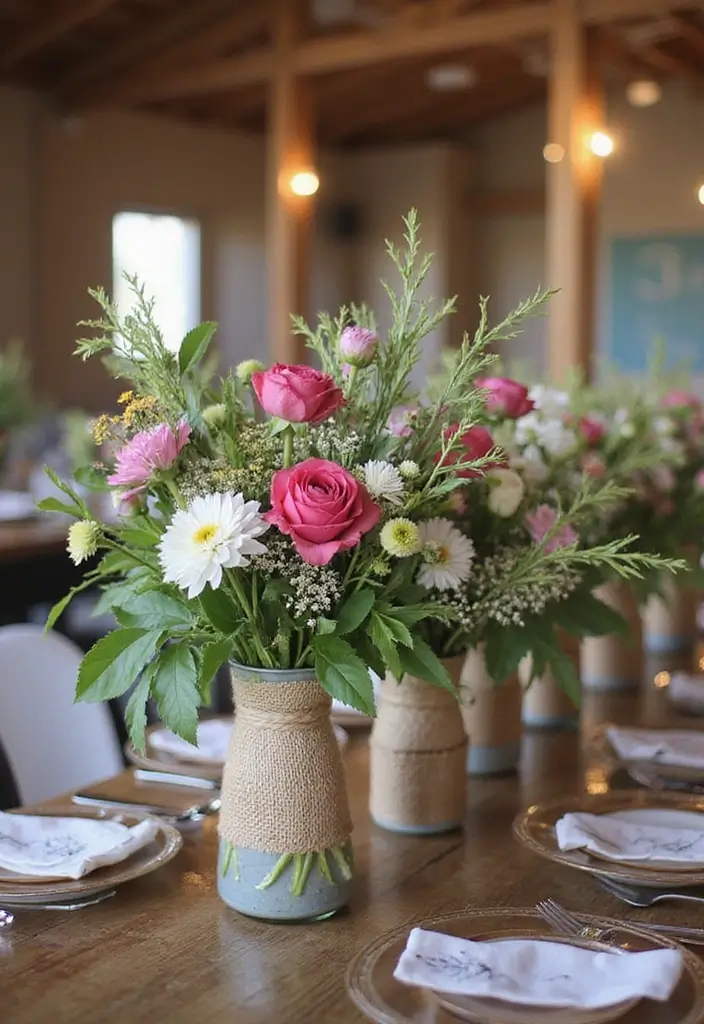 30 Rustic Bridal Shower Ideas for a Cozy Country Vibe 29 30 Rustic Bridal Shower Ideas for a Cozy Country Vibe - 5. Elegant Flower Arrangements