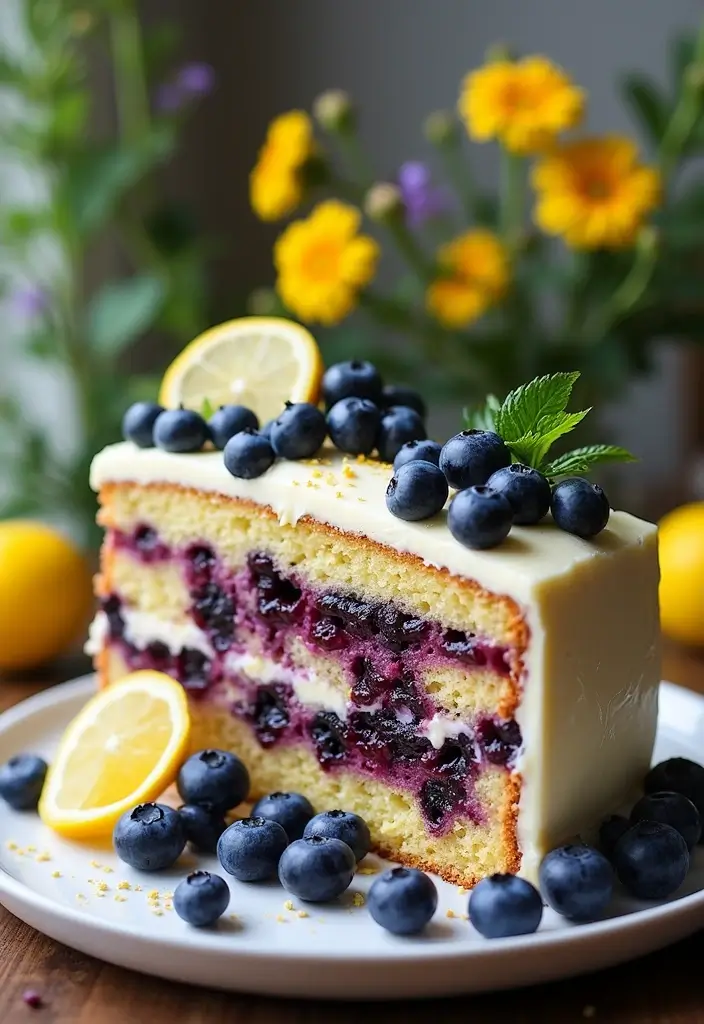 30 Rustic Wedding Cake Ideas with Country-Chic Charm - 10. Rustic Blueberry Lemon Cake