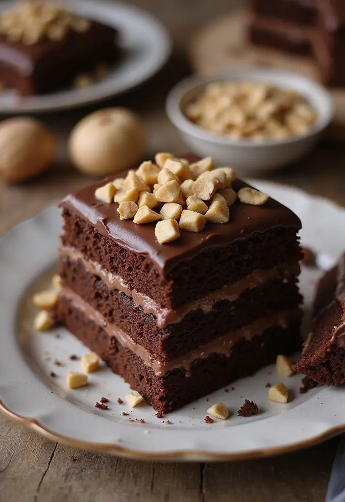 30 Rustic Wedding Cake Ideas with Country-Chic Charm - 15. Rustic Hazelnut Chocolate Cake