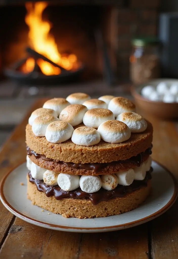 30 Rustic Wedding Cake Ideas with Country-Chic Charm - 23. Rustic S'mores Cake