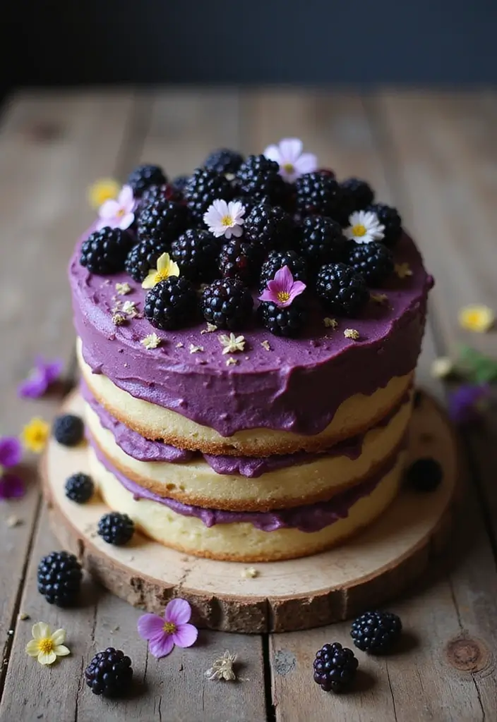 30 Rustic Wedding Cake Ideas with Country-Chic Charm - 29. Rustic Blackberry Cake