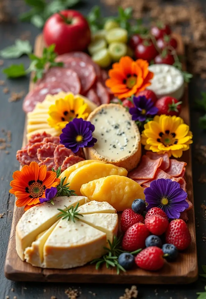 30 Spring Bridal Shower Ideas Bursting with Fresh Florals - 14. Charcuterie Boards with Floral Accents