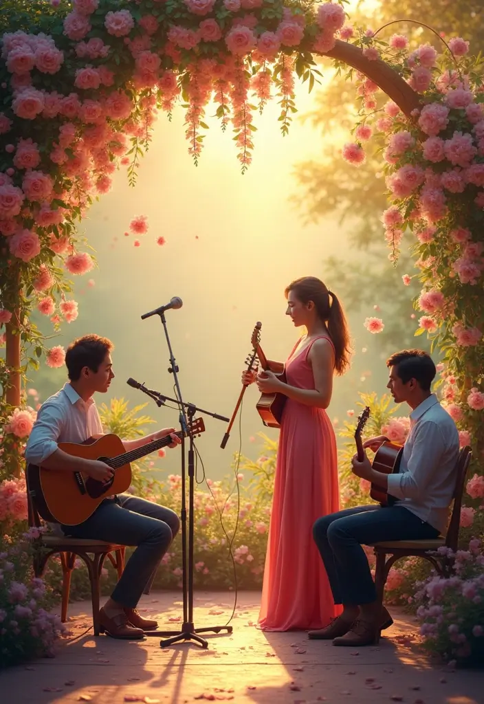 30 Spring Bridal Shower Ideas Bursting with Fresh Florals - 29. Live Music with a Floral Twist