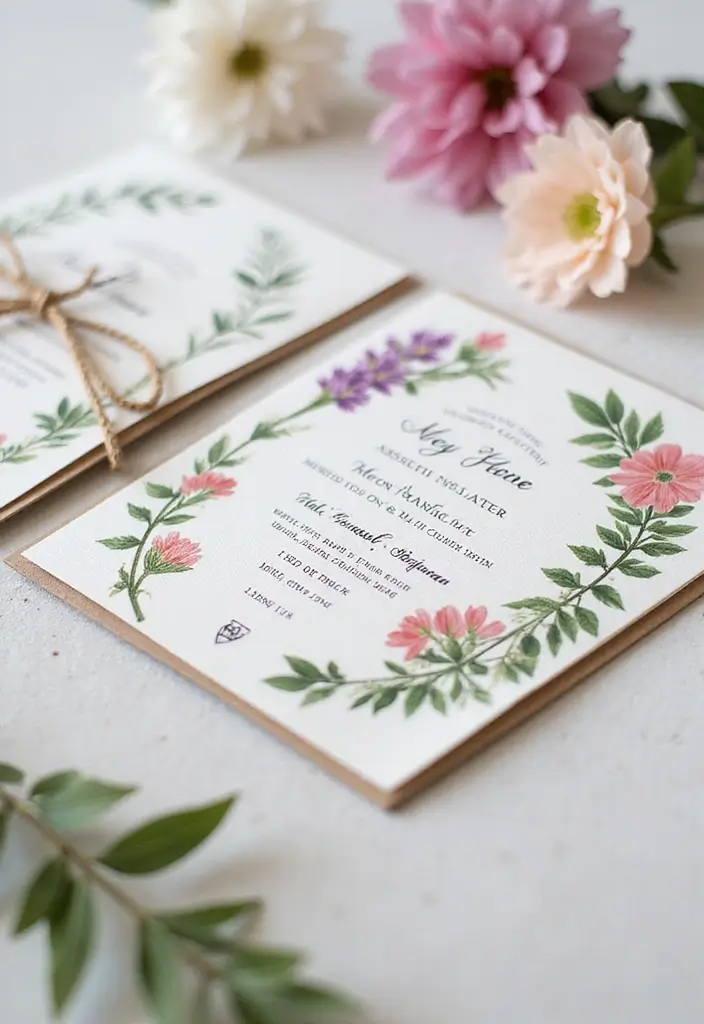 30 Spring Bridal Shower Ideas Bursting with Fresh Florals - 5. Botanical Themed Invitations