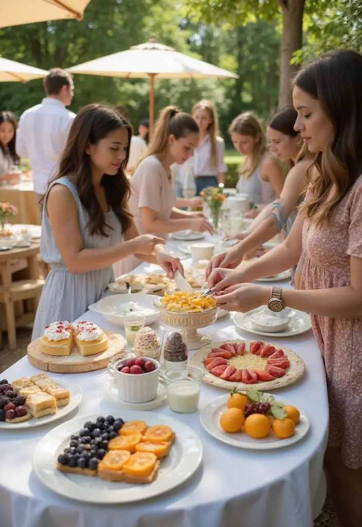 30 Summer Bridal Shower Ideas Full of Bright and Sunny Vibes 68 30 Summer Bridal Shower Ideas Full of Bright and Sunny Vibes - 12. Sun-Kissed Dessert Bar