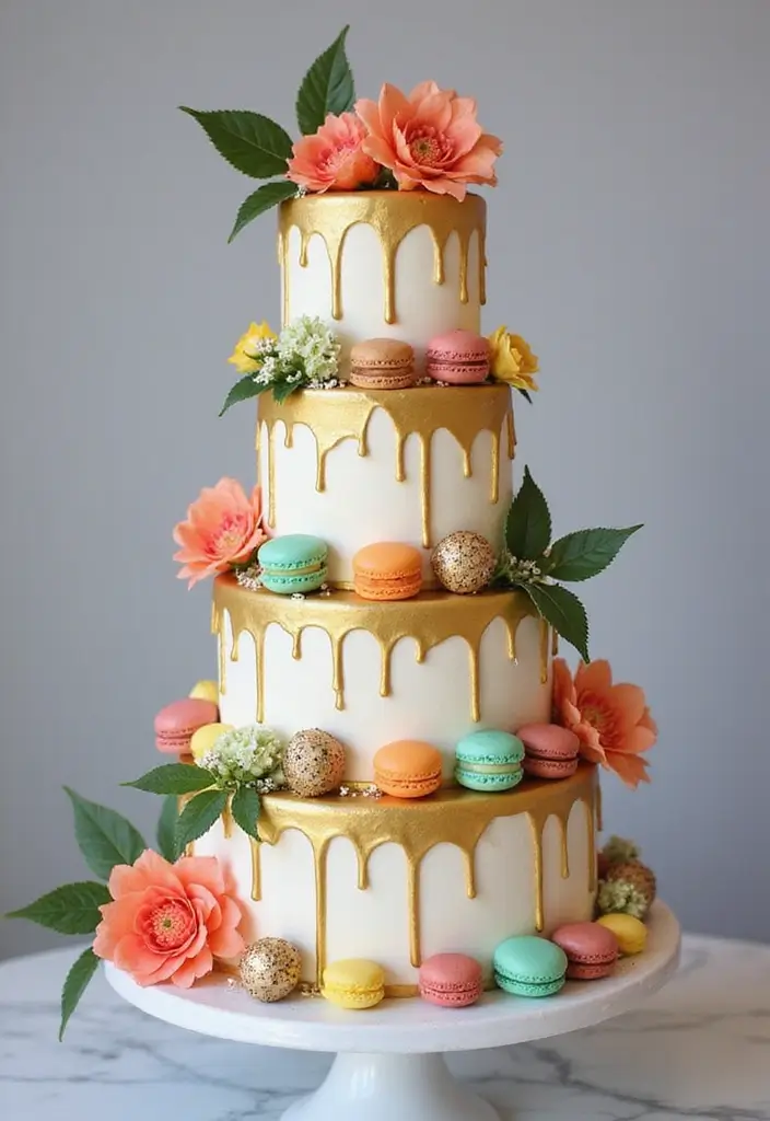30 Sweet 16 Cake Ideas That Are Glamorous and Fun - 1. Glittering Gold Drip Cake