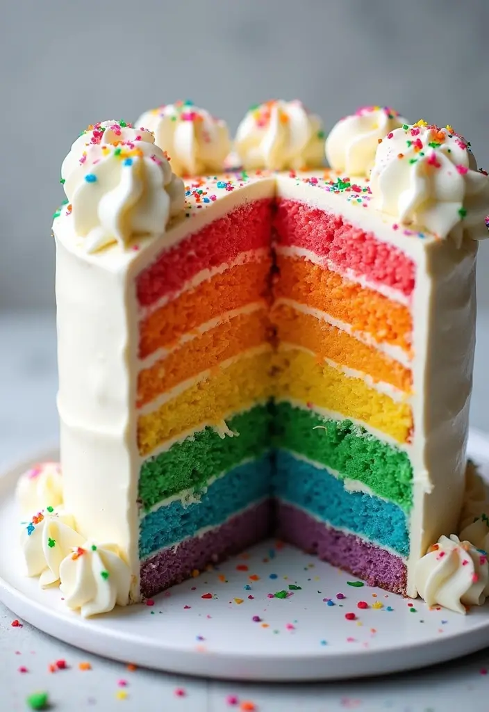 30 Sweet 16 Cake Ideas That Are Glamorous and Fun - 16. Rainbow Layer Cake