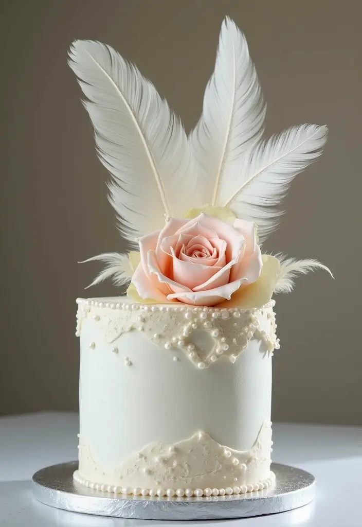 30 Sweet 16 Cake Ideas That Are Glamorous and Fun - 21. Glamorous Feather Cake