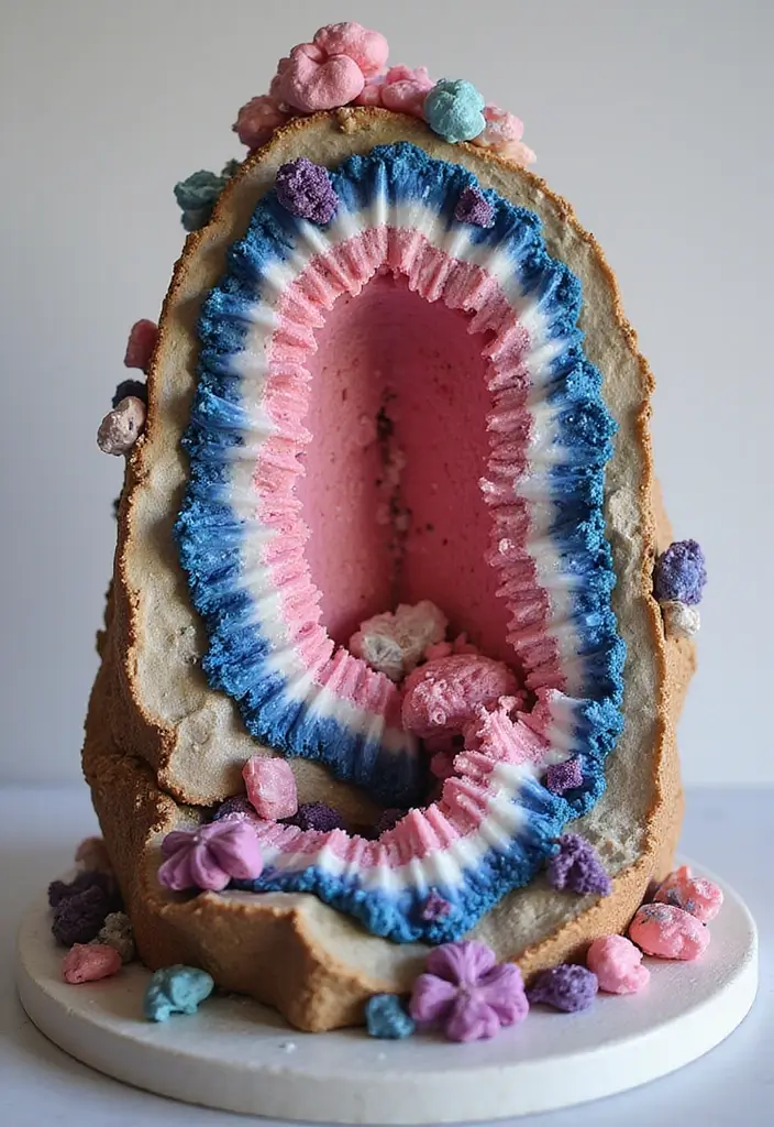 30 Sweet 16 Cake Ideas That Are Glamorous and Fun - 22. Colorful Geode Cake