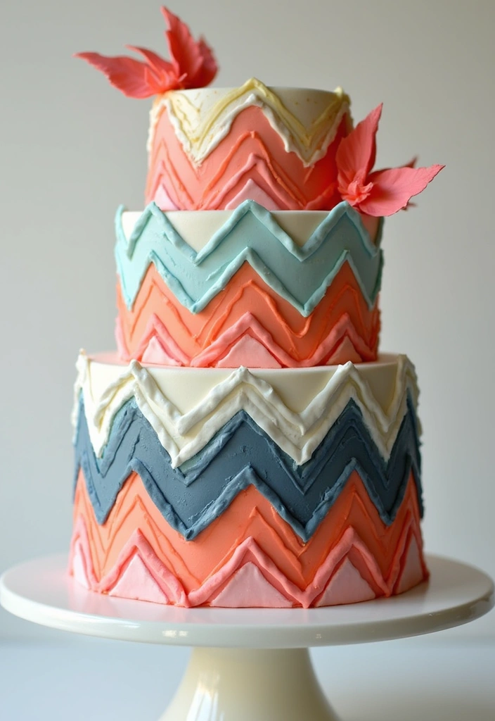 30 Sweet 16 Cake Ideas That Are Glamorous and Fun - 28. Sweet 16 Chevron Cake