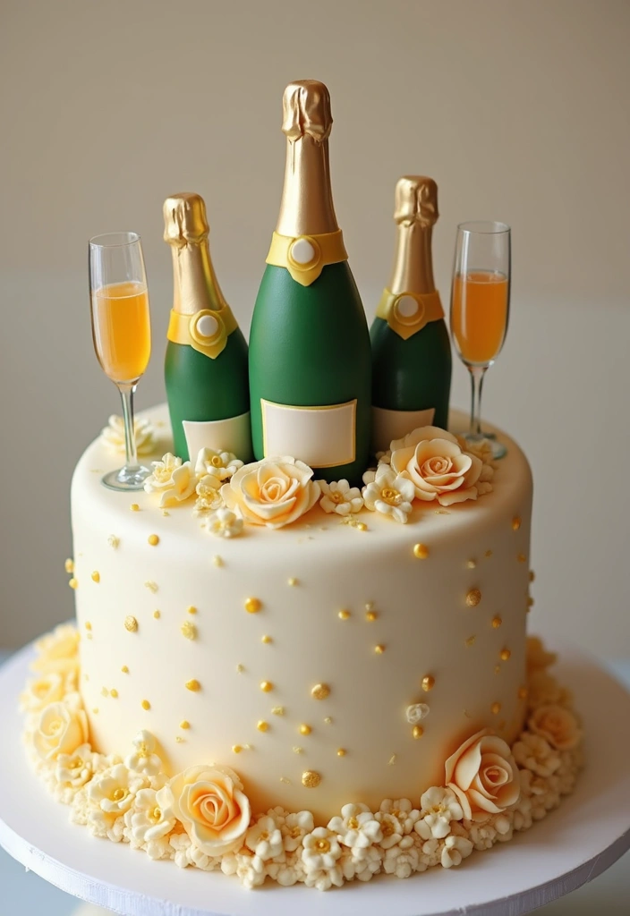 30 Sweet 16 Cake Ideas That Are Glamorous and Fun - 29. Bubbly Champagne Cake