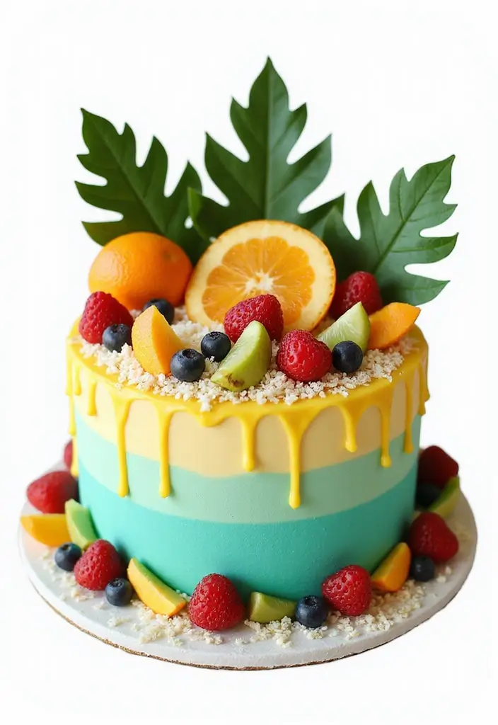 30 Sweet 16 Cake Ideas That Are Glamorous and Fun - 5. Tropical Paradise Cake
