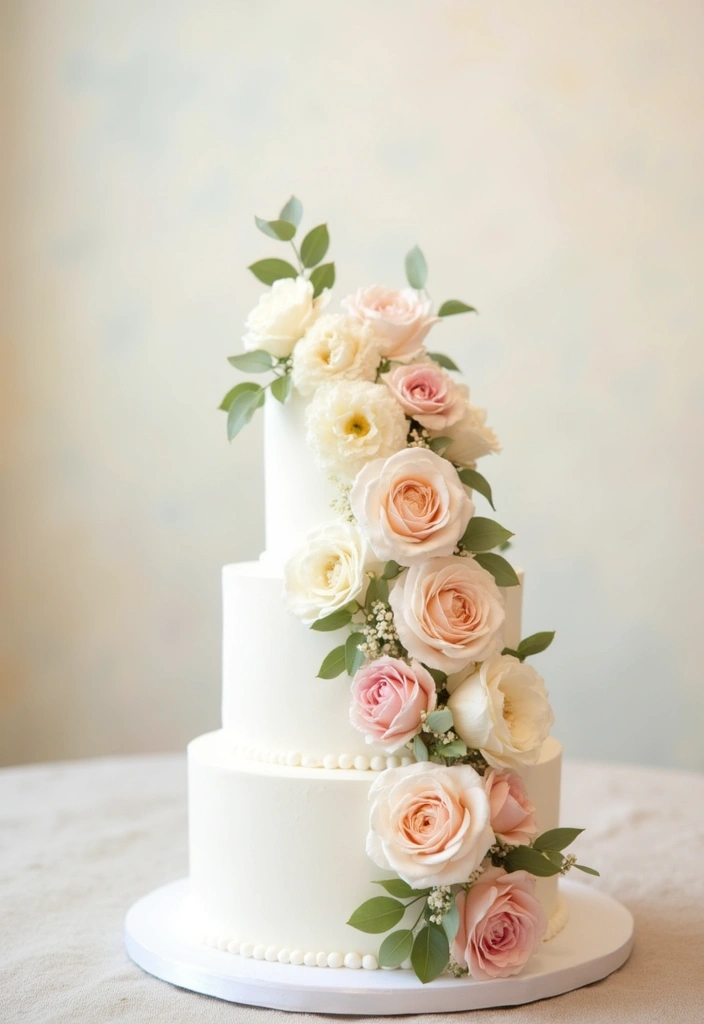 30 Three-Tier Wedding Cake Ideas That Exude Grandeur - 1. Classic White with Fresh Flowers