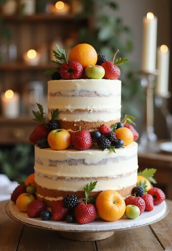 30 Three-Tier Wedding Cake Ideas That Exude Grandeur - 10. Seasonal Fruit Accents