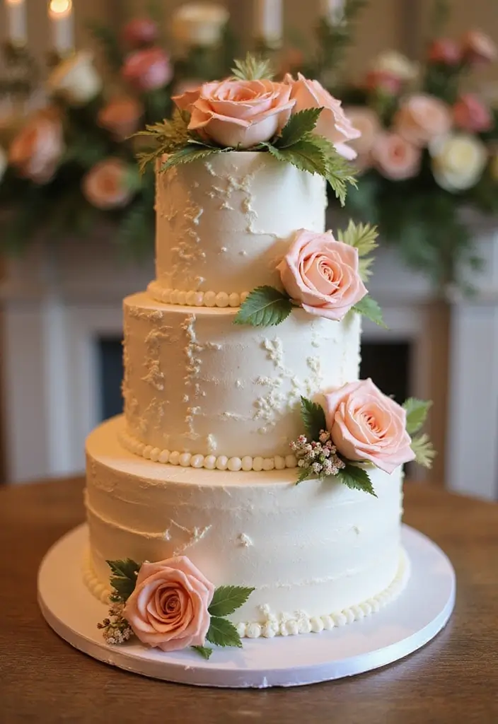 30 Three-Tier Wedding Cake Ideas That Exude Grandeur - 18. Artistic Sugar Flowers