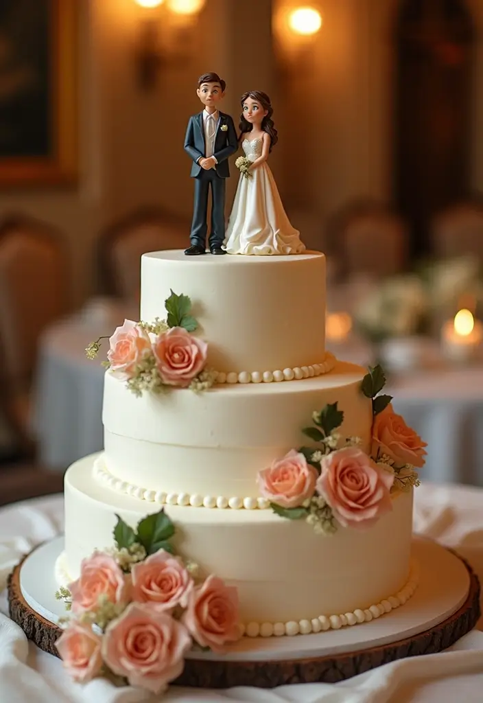 30 Three-Tier Wedding Cake Ideas That Exude Grandeur - 21. Custom Toppers and Figurines