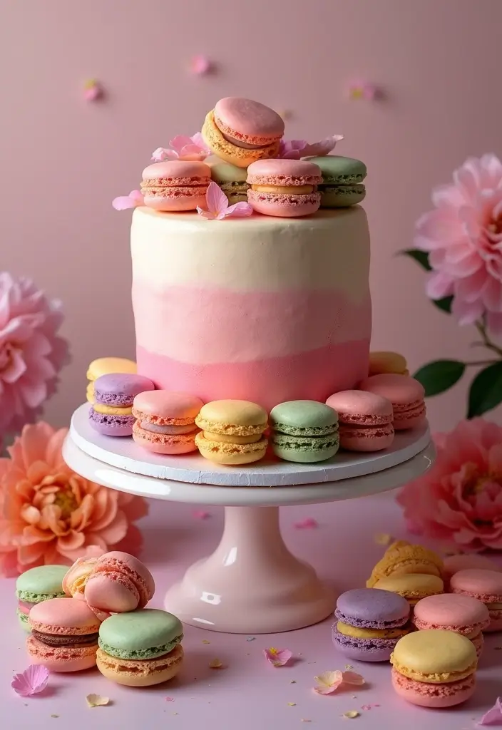 30 Three-Tier Wedding Cake Ideas That Exude Grandeur - 22. Tiered Macaron Cake