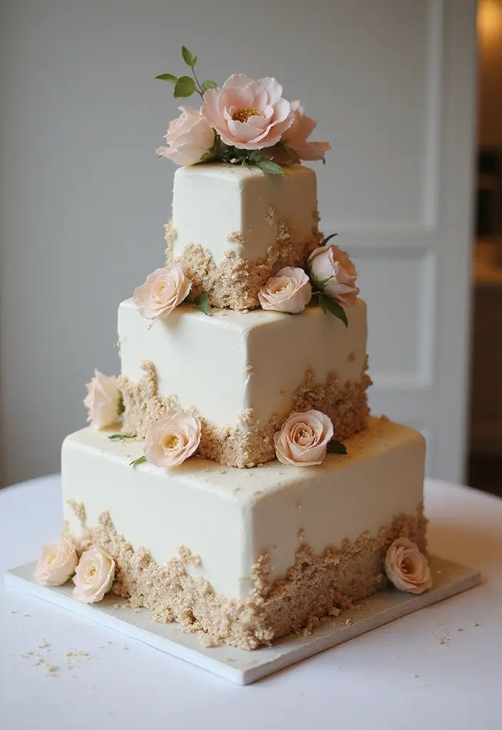 30 Three-Tier Wedding Cake Ideas That Exude Grandeur - 23. Unique Shape and Structure