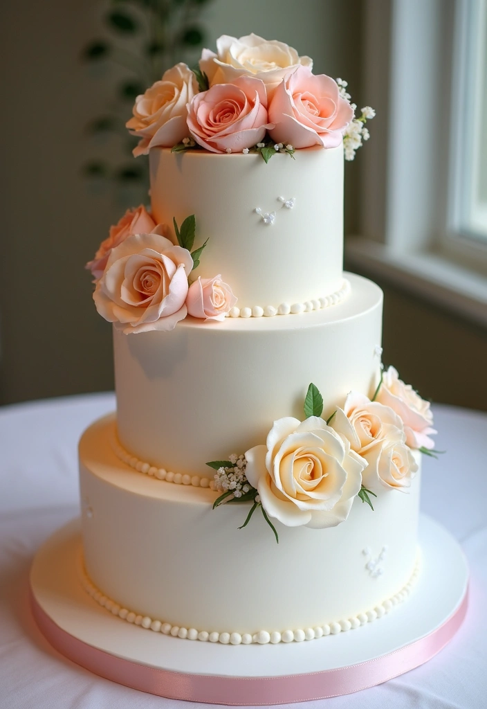 30 Three-Tier Wedding Cake Ideas That Exude Grandeur - 29. Classic Buttercream Roses