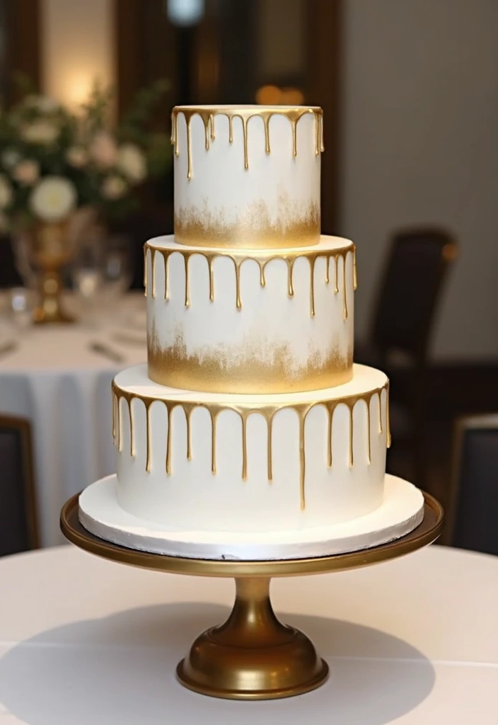 30 Three-Tier Wedding Cake Ideas That Exude Grandeur - 6. Elegant Gold Accents