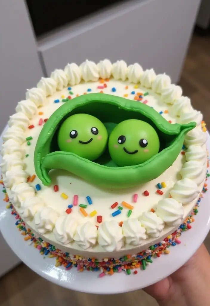 30 Twins Birthday Cake Ideas That Are Double the Fun - 1. Two Peas in a Pod Cake