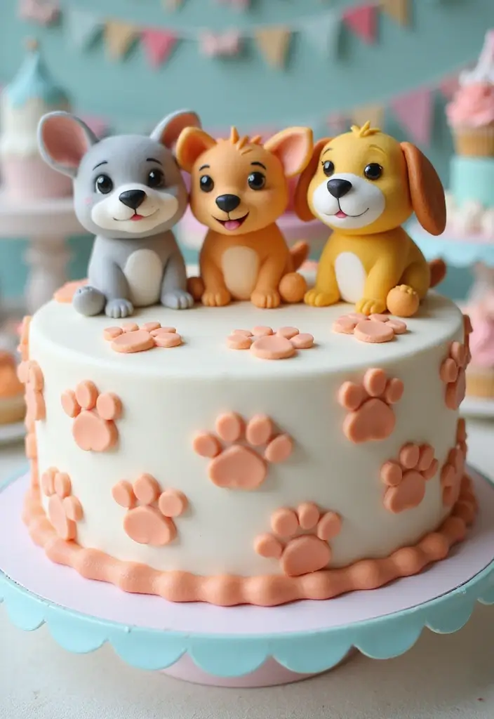30 Twins Birthday Cake Ideas That Are Double the Fun - 12. Pet-Themed Cake for Animal Lovers