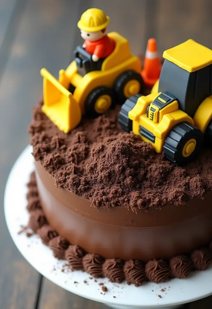 30 Twins Birthday Cake Ideas That Are Double the Fun - 17. Construction-Themed Cake