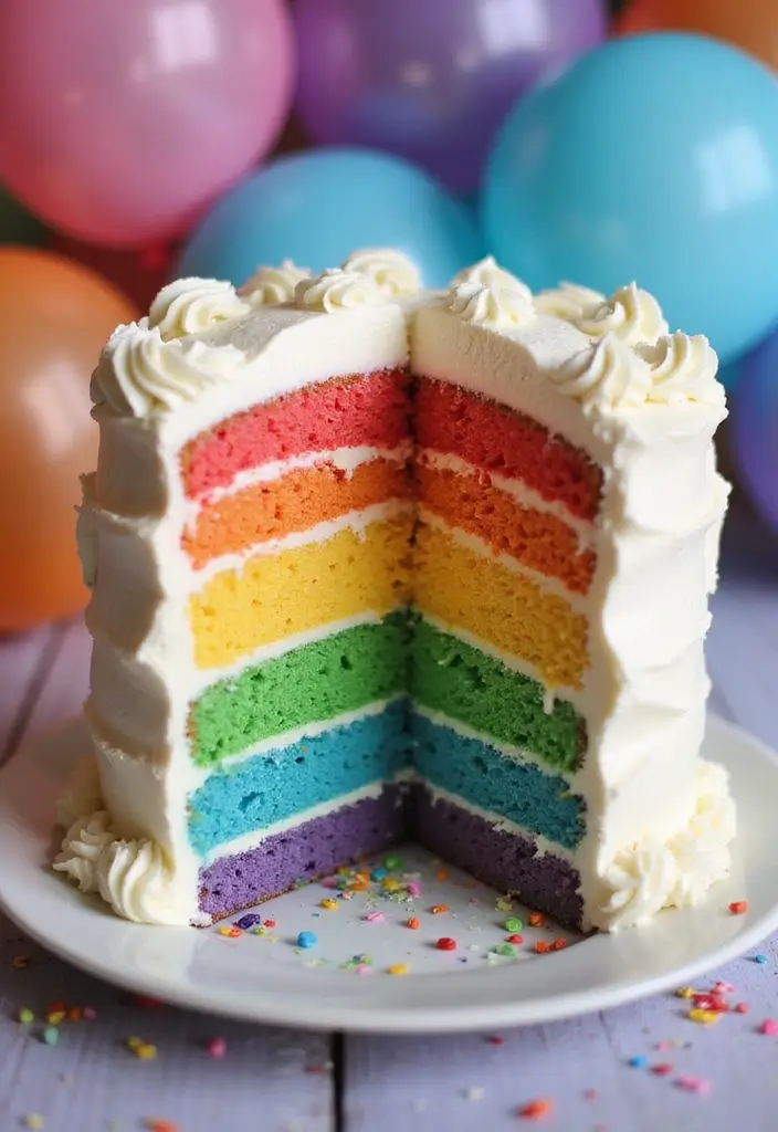 30 Twins Birthday Cake Ideas That Are Double the Fun - 2. Double Layer Rainbow Cake
