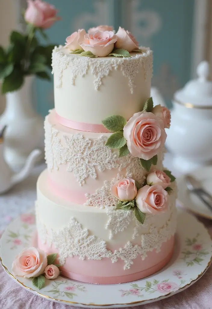 30 Twins Birthday Cake Ideas That Are Double the Fun - 20. Vintage Tea Party Cake