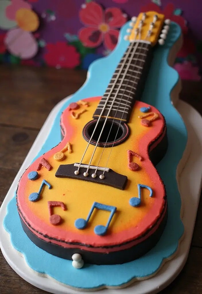 30 Twins Birthday Cake Ideas That Are Double the Fun - 24. Music-Inspired Cake
