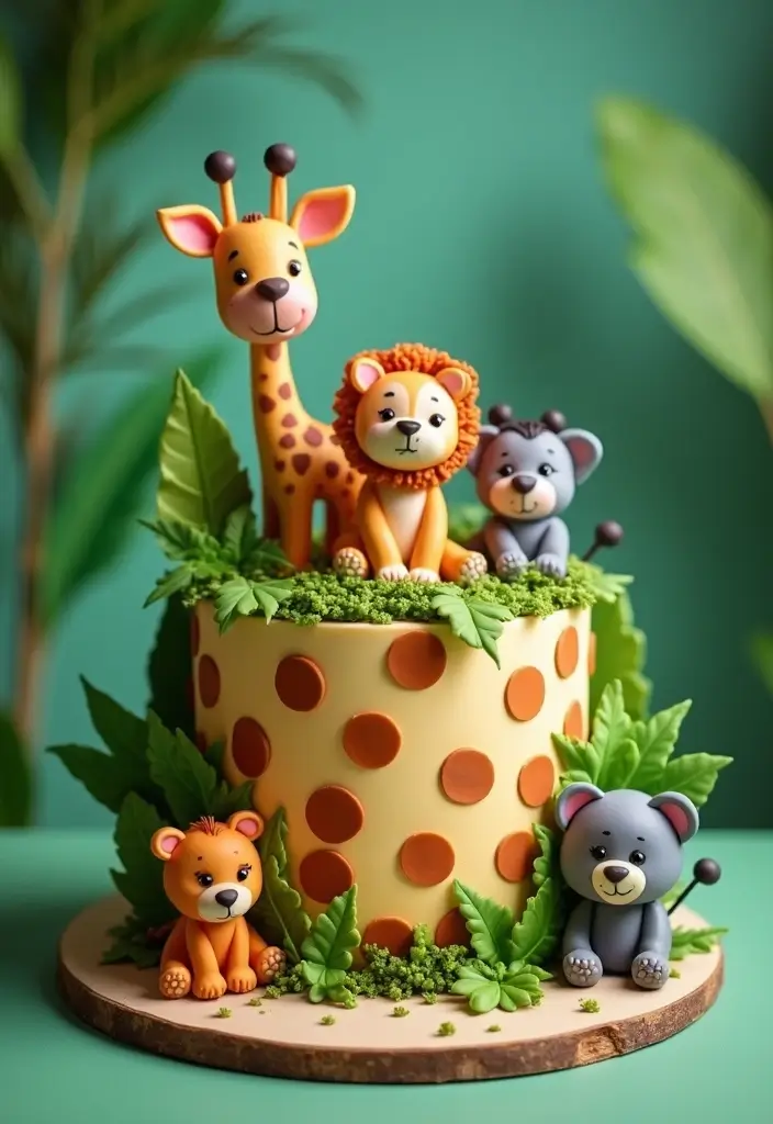 30 Twins Birthday Cake Ideas That Are Double the Fun - 25. Animal Safari Cake