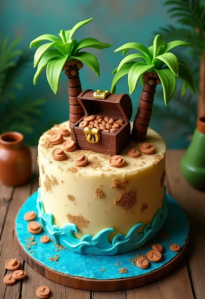 30 Twins Birthday Cake Ideas That Are Double the Fun - 30. Treasure Island Cake