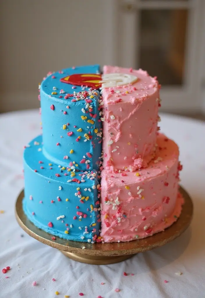 30 Twins Birthday Cake Ideas That Are Double the Fun - 5. Two-Sided Cake