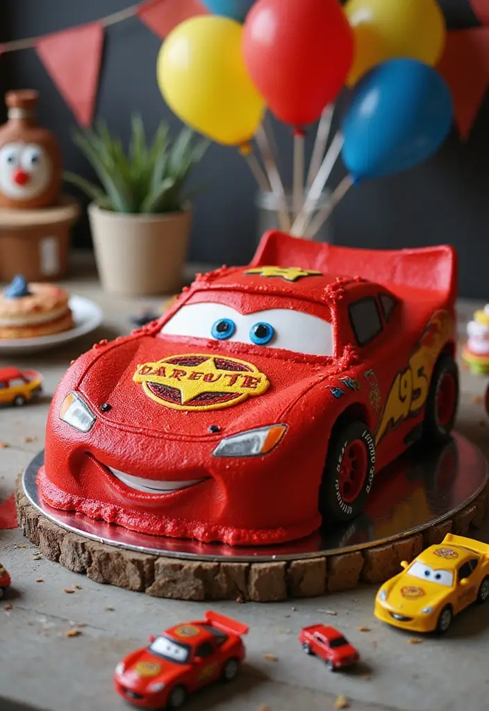 30 “Two Fast” Cake Ideas for the Cutest Car-Themed 2nd Birthday - 1. Red Race Car Delight