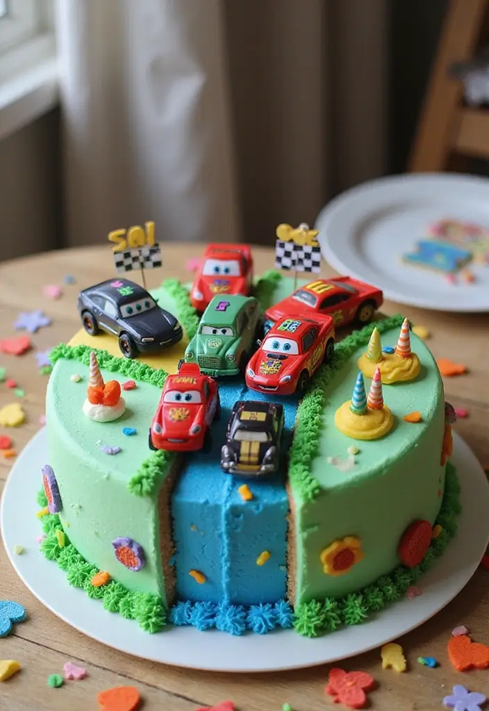 30 “Two Fast” Cake Ideas for the Cutest Car-Themed 2nd Birthday - 12. Traffic Jam Cake