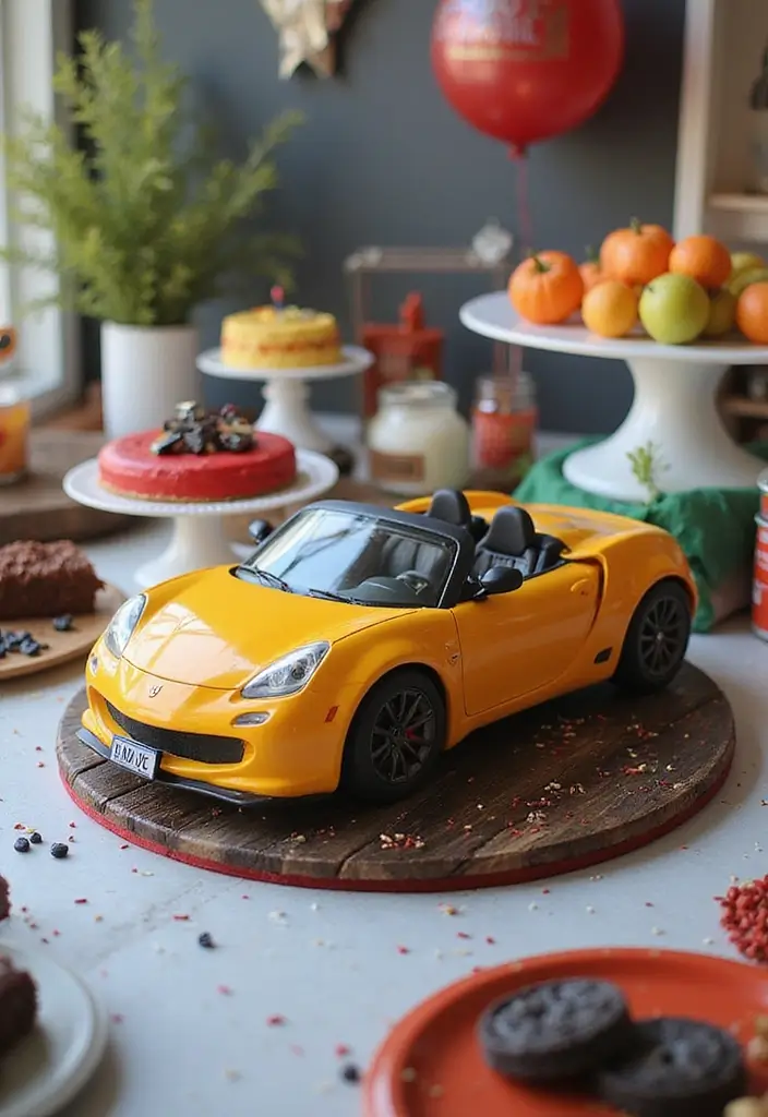 30 “Two Fast” Cake Ideas for the Cutest Car-Themed 2nd Birthday - 24. Convertible Cake