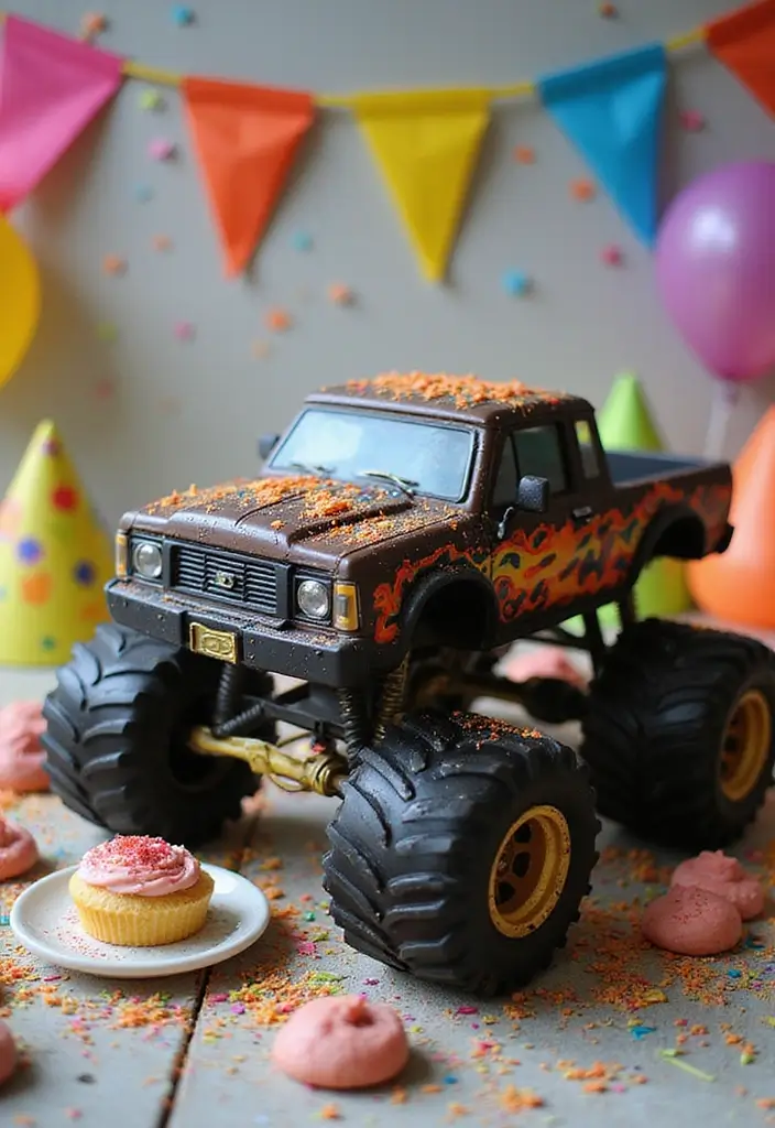 30 “Two Fast” Cake Ideas for the Cutest Car-Themed 2nd Birthday - 25. Monster Truck Cake