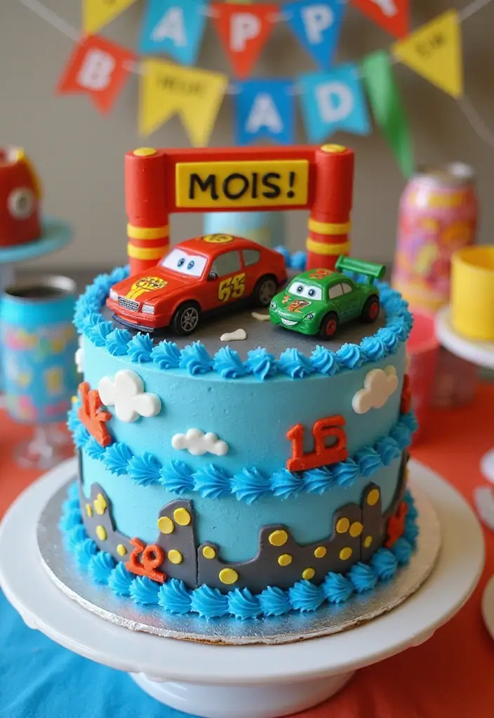 30 “Two Fast” Cake Ideas for the Cutest Car-Themed 2nd Birthday - 26. Car Wash Cake