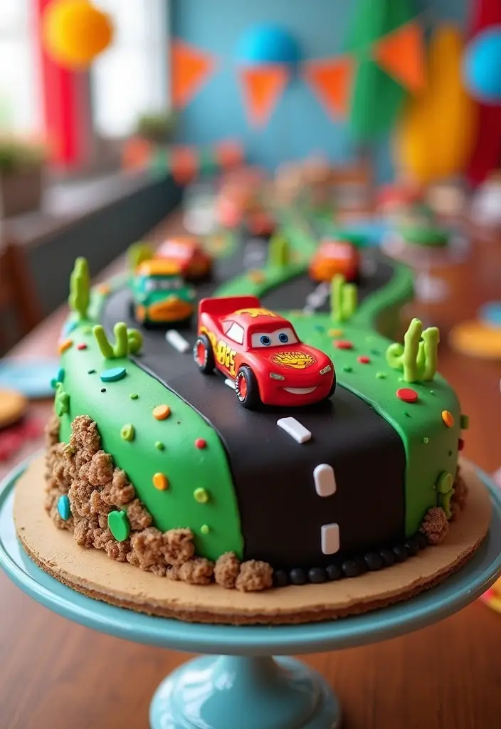 30 “Two Fast” Cake Ideas for the Cutest Car-Themed 2nd Birthday - 30. Final Lap Cake