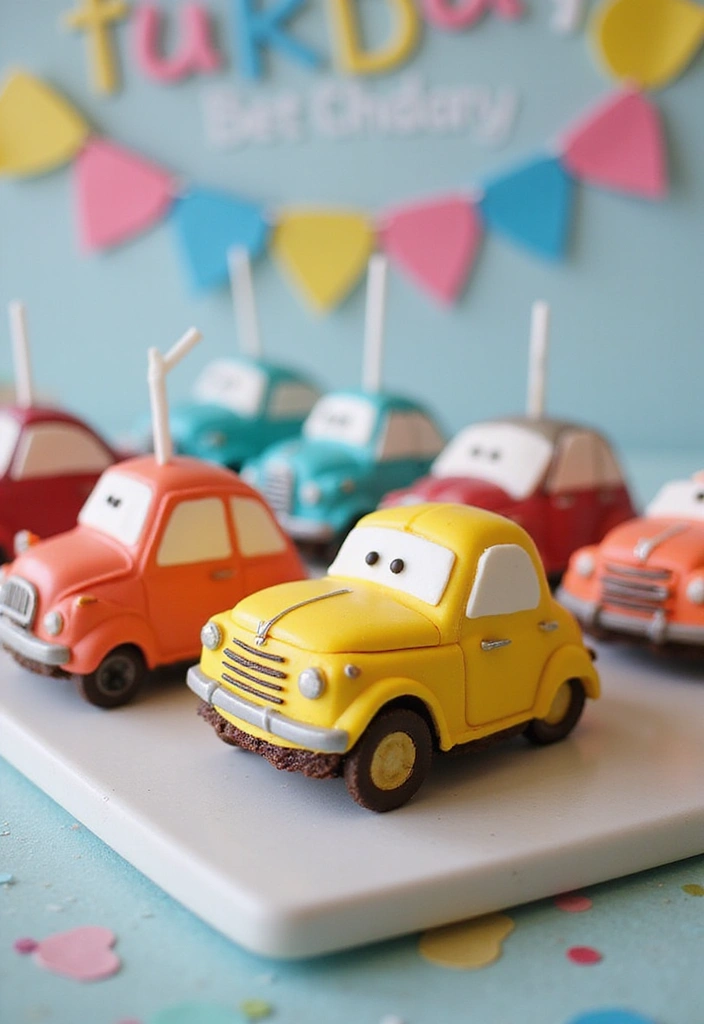 30 “Two Fast” Cake Ideas for the Cutest Car-Themed 2nd Birthday - 6. Mini Car Cake Pops
