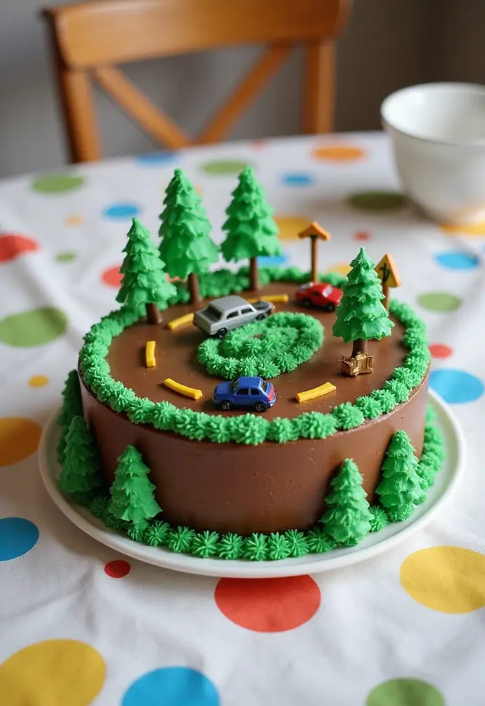 30 “Two Fast” Cake Ideas for the Cutest Car-Themed 2nd Birthday - 7. Road Trip Cake