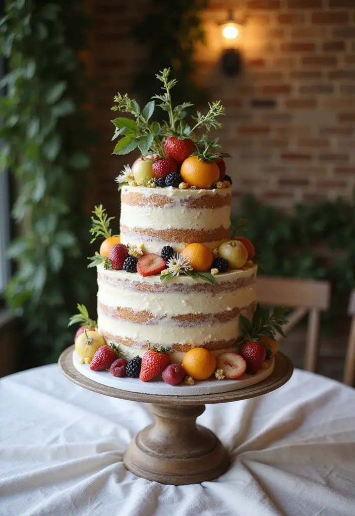 30 Unique Wedding Cake Ideas That Will Wow Your Guests - 1. Naked Cakes with Organic Fruit
