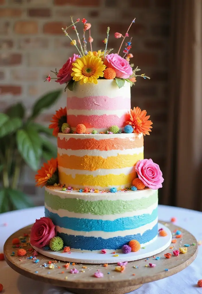 30 Unique Wedding Cake Ideas That Will Wow Your Guests - 14. Rainbow Cakes for Inclusivity